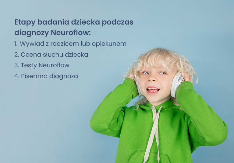 Listening to music. Portrait of beautiful caucasian little boy isolated on blue studio background. Blonde curly male model. Concept of facial expression, human emotions, childhood, ad, sales. Copyspace.